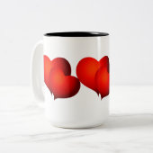 Red Satin Hearts Zweifarbige Tasse (Vorderseite Links)