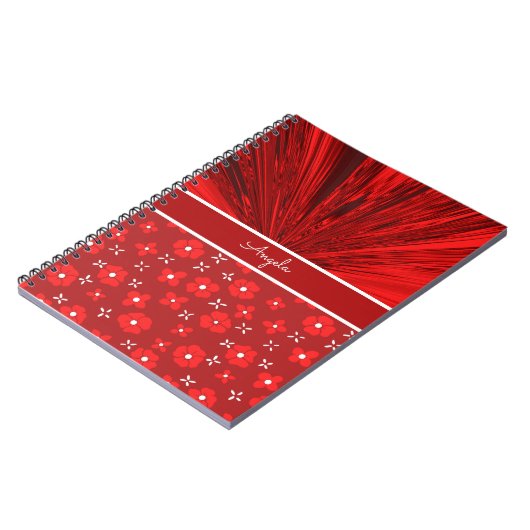 Red Satin in Blume Personalisiert Journal Notizblock (Linke Seite)