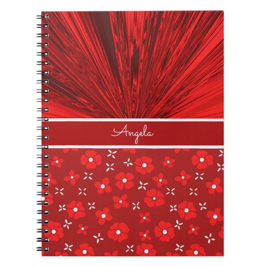 Red Satin in Blume Personalisiert Journal Notizblock (Vorderseite)