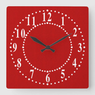 Red Satin Look Wall Clock Quadratische Wanduhr