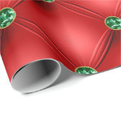 Red Satin Quilted Bling Jewels Holiday Geschenkpapier (Rolleneckpunkt)