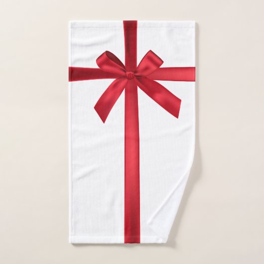 Red Satin Ribbon Bow Weihnachtsfeier Badhandtuch Set (Handtuch)