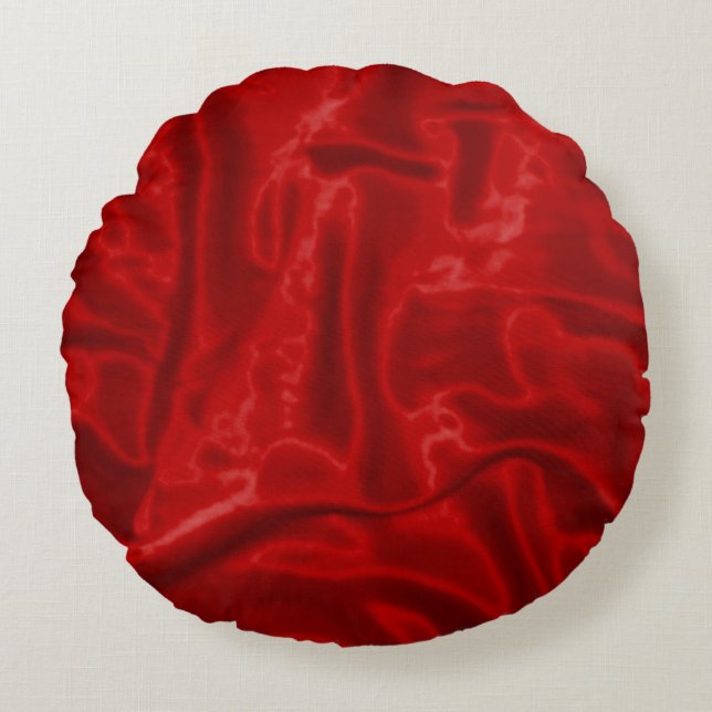 Red Satin Round Throw Kissen (Vorderseite)