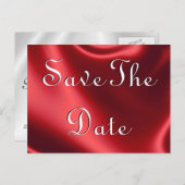 Red Satin Save the Date Postkarten (Vorne/Hinten)
