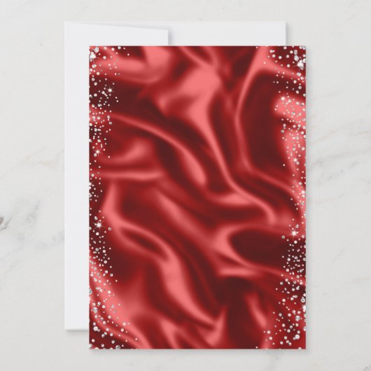 Red Satin Silver Sie sagte Yes Brautparty Einladung (Rückseite)