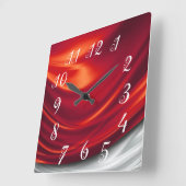 Red Satin Wall Clock Quadratische Wanduhr (Winkel)