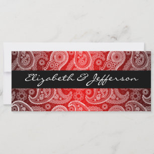 Red Satin & White Paisley Lace Hochzeit Einladung