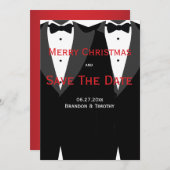 Red Save the Date Christmas Cards Gay Wedding (Vorne/Hinten)
