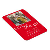 Red Save the Date Foto Wedding Magnet (Rechte Seite)