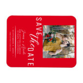 Red Save the Date Foto Wedding Magnet (Horizontal)