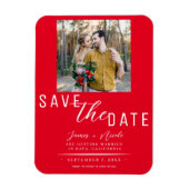 Red Save the Date Foto Wedding Magnet (Vertikal)