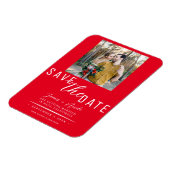Red Save the Date Foto Wedding Magnet (Linke Seite)
