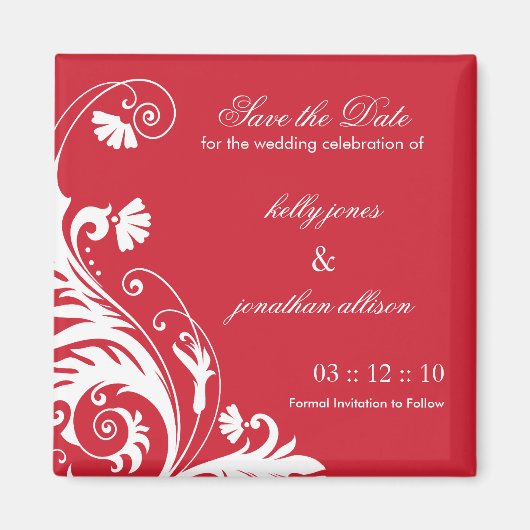 Red Save the Date Wedding Magnet (Vorne)
