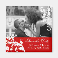 Red Save the Date Wedding Magnet