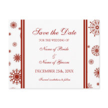 Red Save the Date Winter Wedcard