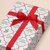 Red Scallop Tile Weihnachtsrippen Custom Geschenkpapier