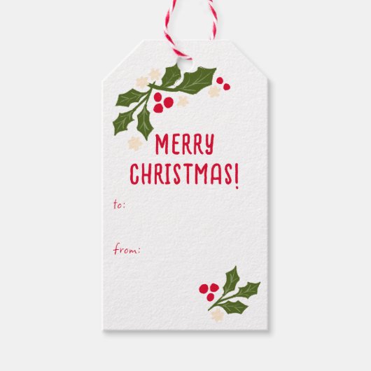 Red Scallop Tile Weihnachtsrippen Geschenkanhänger (Vorderseite)