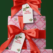 Red Scallop Tile Weihnachtsrippen Geschenkanhänger