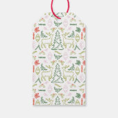 Red Scandinavian Muster Weihnachten Geschenkanhänger (Rückseite)