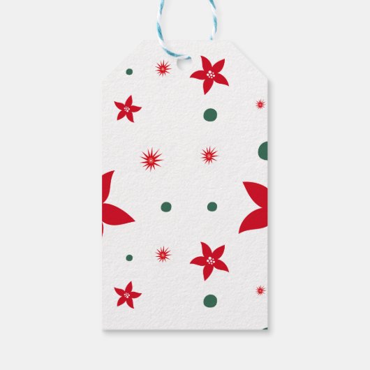 Red Scandinavian Reindeer Frohe Weihnachten Geschenkanhänger (Rückseite)