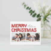 Red Scandinavian Two Foto Christmas Feiertagspostkarte (Stehend Vorderseite)