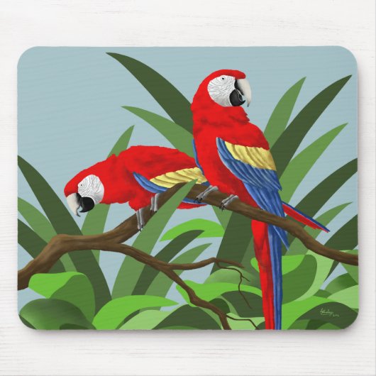 Red Scarlet Macaw Parrot Mousepads (Vorne)
