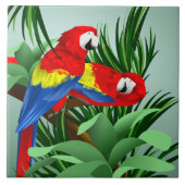 Red Scarlet Macaws Fliese (Vorderseite)