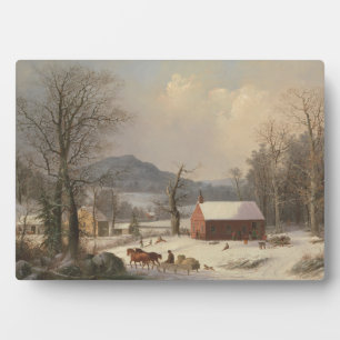 Red School House (Country Scene) 1858 Fotoplatte