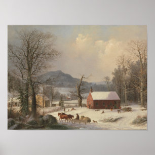 Red School House (Country Scene) 1858 Poster