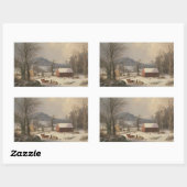 Red School House (Country Scene) 1858 Rechteckiger Aufkleber (Blatt)