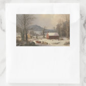 Red School House (Country Scene) 1858 Rechteckiger Aufkleber (Tasche)