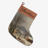 Red School House (Country Scene): Großer Weihnachtsstrumpf (Vorderansicht (hängend))