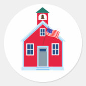 Red School House Runder Aufkleber (Vorderseite)