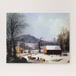 Red School House Winter George Henry Durrie 1858 Puzzle
