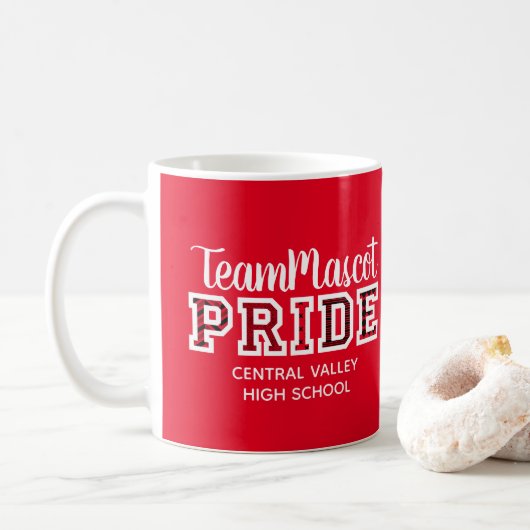 Red School Pride Mascot Name Kaffeetasse (Mit Donut)