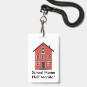 Red Schoolhouse Hall Monitor Abzeichen Ausweis (Vorderseite mit Lanyard)