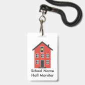 Red Schoolhouse Hall Monitor Abzeichen Ausweis (Rückseite mit Lanyard)