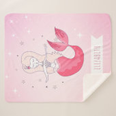 Red Schwanz Girl Mermaid Stars Sparkle Rosa Name N Sherpadecke (Vorderseite (Horizontal))