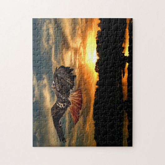 Red Schwanz Hawk bei Sunset Puzzle (Vertikal)