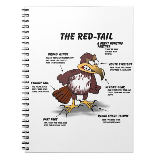 Red-Schwanz Hawk Cartoon Notizblock (Vorderseite)