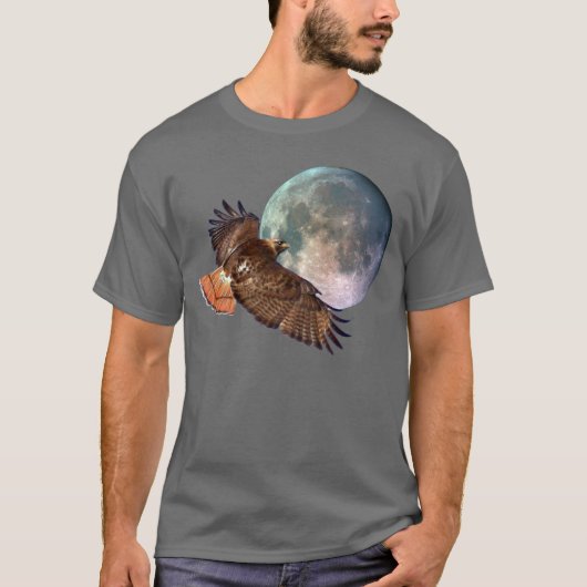 Red Schwanz Hawk & Full Moon Wildlife Shirt (Vorderseite)