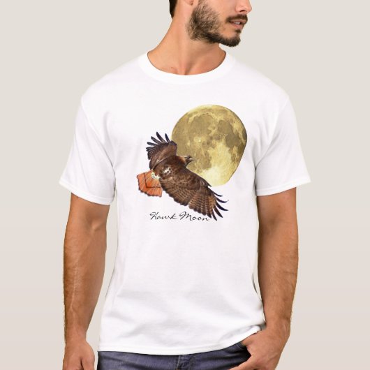 Red Schwanz Hawk & Full Moon Wildlife Shirt (Vorderseite)