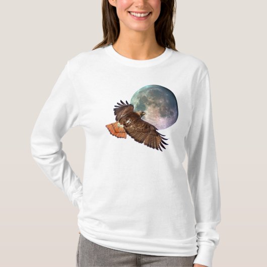 Red Schwanz Hawk & Full Moon Wildlife Shirt (Vorderseite)