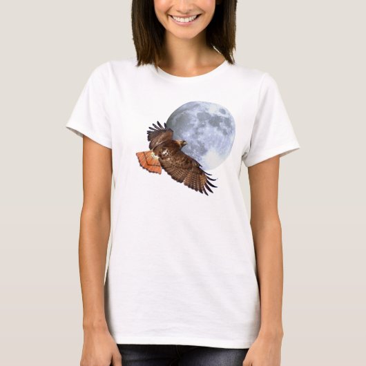 Red Schwanz Hawk & Full Moon Wildlife Shirt (Vorderseite)