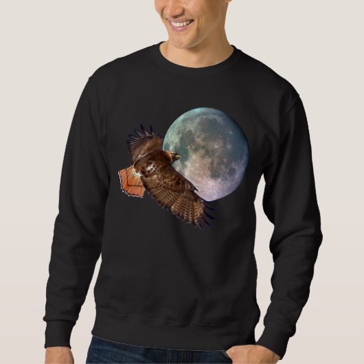 Red Schwanz Hawk & Full Moon Wildlife Shirt (Vorderseite)