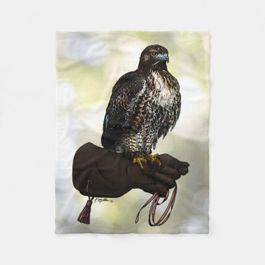 Red-Schwanz Hawk on Glove Fleecedecke (Vorderseite)