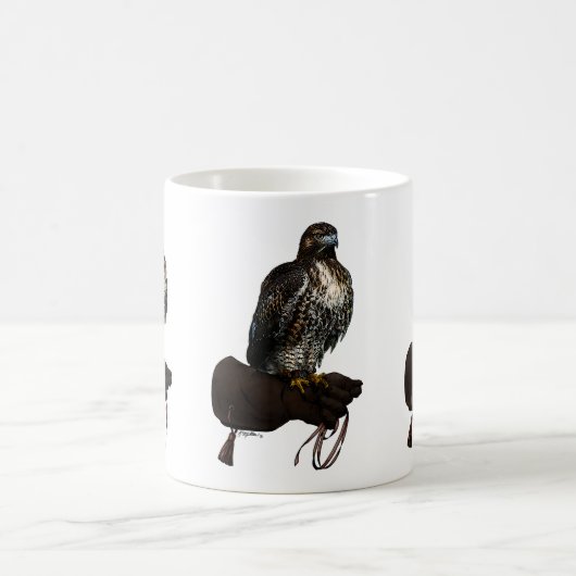 Red-Schwanz Hawk on Glove Kaffeetasse (Mittel)