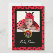 RED SCHWARZ-WEISS BABY BUG Monogram Foto Template Einladung (Vorderseite)