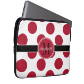 Red Schwarz-weiß Big Polka Dot Monogram Laptopschutzhülle (Vorne Rechts)