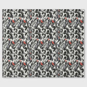 Red Schwarz-weiß Bird Abstrakt Geschenkpapier (Flach)